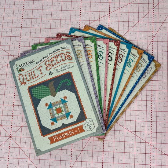 Picture of Riley Blake's quilt seed patterns for the Autumn collection. Set of 9. 
Cute Little Fabric Shop