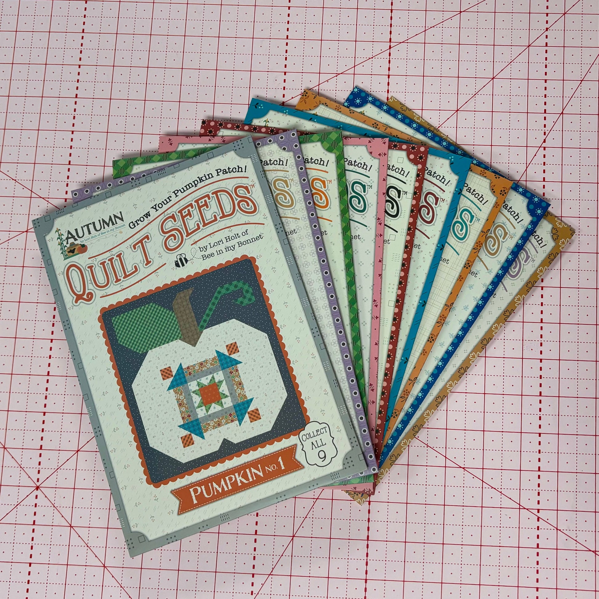 Picture of Riley Blake's quilt seed patterns for the Autumn collection. Set of 9. 
Cute Little Fabric Shop