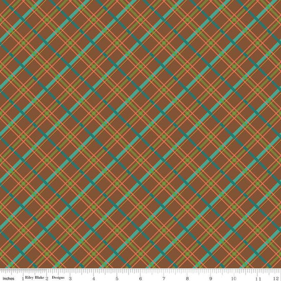 Image of the Autumn Afternoon Plaid Brown quilting cotton fabric by Heather Peterson for Riley Blake Designs. Features a brown multicolored diagonal plaid pattern.
Cute Little Fabric Shop