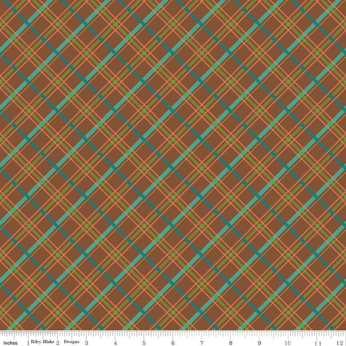 Image of the Autumn Afternoon Plaid Brown quilting cotton fabric by Heather Peterson for Riley Blake Designs. Features a brown multicolored diagonal plaid pattern.
Cute Little Fabric Shop