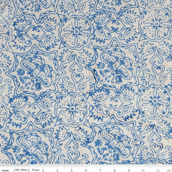 SALE Batiks Expressions BTCB1004 Cadet Blue - Riley Blake Designs - Hand-Dyed Tjaps Print - Quilting Cotton Fabric