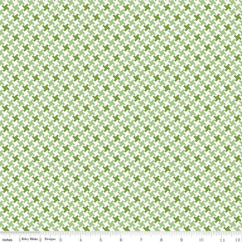 Image of the Farm Girl Vintage Houndstooth Green quilting cotton fabric by Lori Holt for Riley Blake Designs. Features a geometric houndstooth pattern with green colors. 
Cute Little Fabric Shop