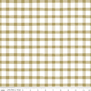 Image of the Monthly Placemats 2 Gingham Gold quilting cotton fabric by Hester & Cook for Riley Blake Designs. Features a textured gingham check pattern with light gold and white. 
Cute Little Fabric Shop