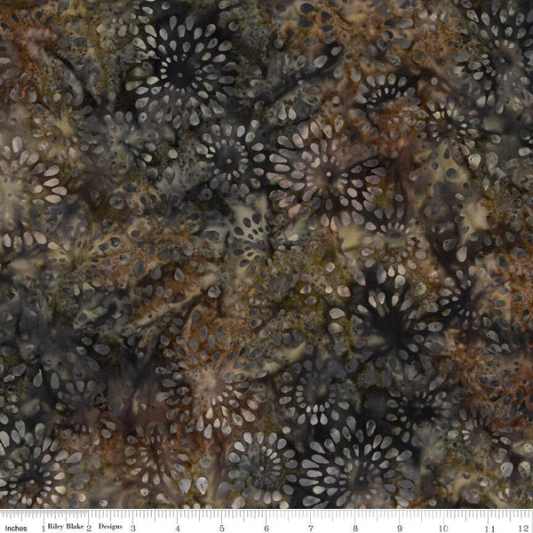 Batiks Expressions BTHH1037 Moss Brown - Riley Blake Designs - Hand-Dyed Tjaps Print - Quilting Cotton Fabric