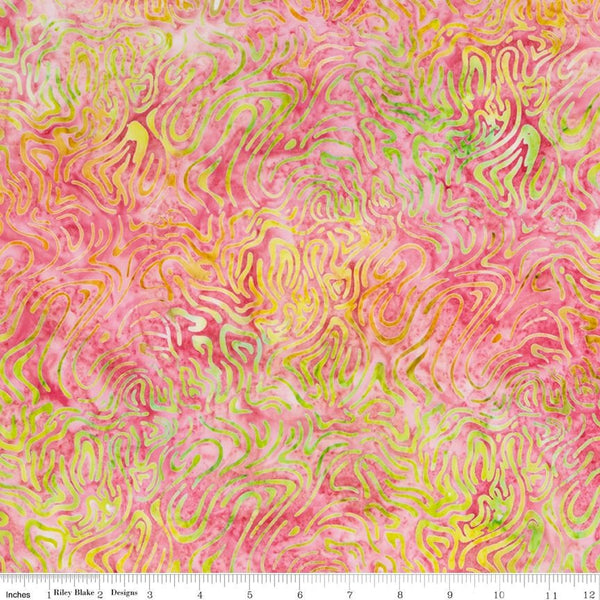 SALE Batiks Expressions BTPT1115 Pink Multi - Riley Blake Designs - Hand-Dyed Tjaps Print - Quilting Cotton Fabric