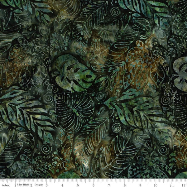 SALE Batiks Expressions BTPT1111 Shrub Green - Riley Blake Designs - Hand-Dyed Tjaps Print - Quilting Cotton Fabric