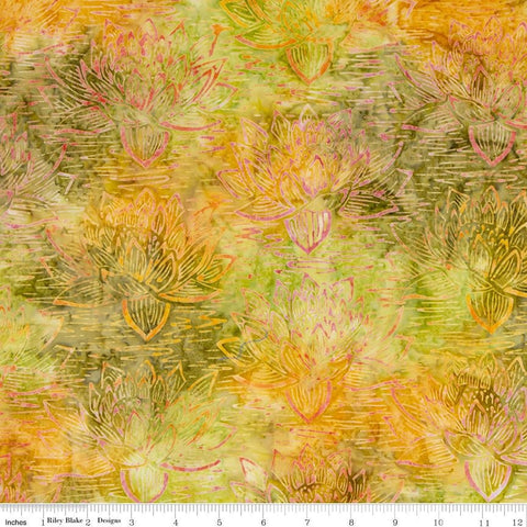 SALE Batiks Expressions BTPT1104 Yellow Green Multi - Riley Blake Designs - Hand-Dyed Tjaps Print - Quilting Cotton Fabric