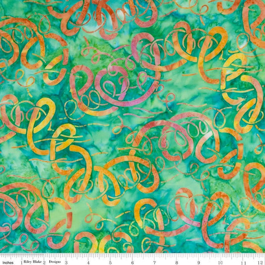 DEAL Batiks Expressions BTPT1063 Green Multi - Riley Blake Designs - Hand-Dyed Tjaps Print - Quilting Cotton Fabric