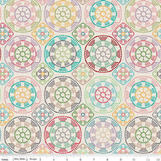 DEAL Chunky Thread Home Décor Crochet Circles HD15320 Multi - Riley Blake Designs - Lori Holt - Extra Wide - Sewing - Cotton Fabric