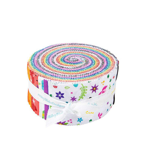 Bloom 2.5 Inch Rolie Polie Jelly Roll 40 pieces - Riley Blake Designs - Precut Pre cut Bundle - Floral - Quilting Cotton Fabric