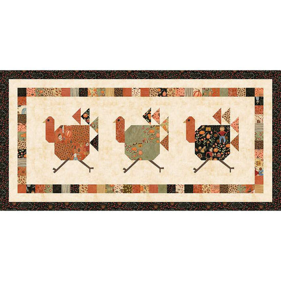 Image of the Sandy Gervais Turkey Trot Table Runner Pattern by Riley Blake Designs. Features 3 pieced turkeys surrounded by a scrappy border and is 5" stacker friendly.
Cute Little Fabric Shop