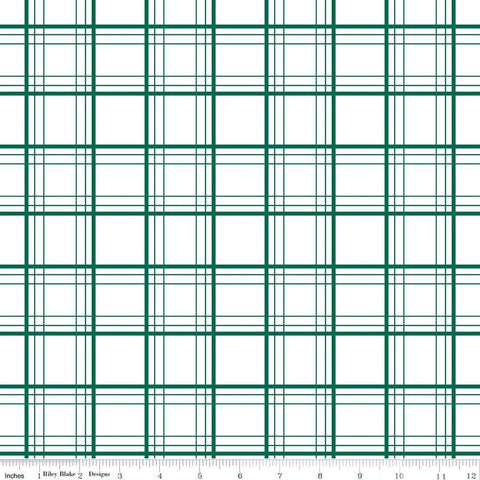 Image of the Ski Hill Ski Tracks White quilting cotton fabric by Corinne Wells for Riley Blake Designs. Features a green plaid pattern on a white background.
Cute Little Fabric Shop