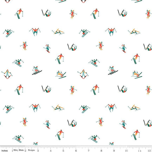 Image of the Ski Hill Skiers White quilting cotton fabric by Corinne Wells for Riley Blake Designs. Features scattered people skiing on a white background.
Cute Little Fabric Shop