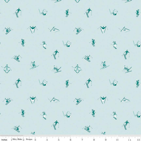Image of the Ski Hill Skiers Powder quilting cotton fabric by Corinne Wells for Riley Blake Designs. Features scattered people skiing on a light blue background.
Cute Little Fabric Shop