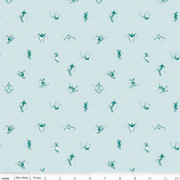 Image of the Ski Hill Skiers Powder quilting cotton fabric by Corinne Wells for Riley Blake Designs. Features scattered people skiing on a light blue background.
Cute Little Fabric Shop