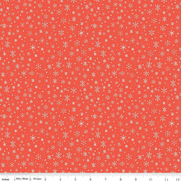 Image of the Ski Hill Snowflake Red quilting cotton fabric by Corinne Wells for Riley Blake Designs. Features white snowflakes and dots scattered on a red background.
Cute Little Fabric Shop