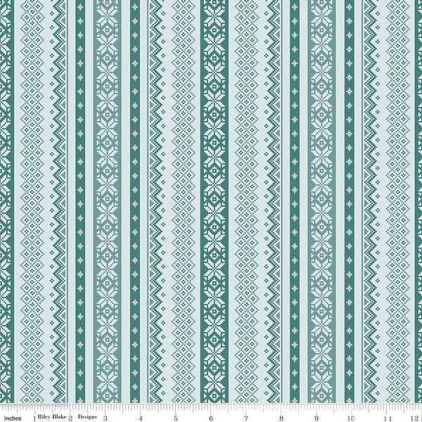 Image of the Ski Hill Sweater Powder quilting cotton fabric by Corinne Wells for Riley Blake Designs. Features a light blue and teal striped sweater pattern on a light blue background.
Cute Little Fabric Shop