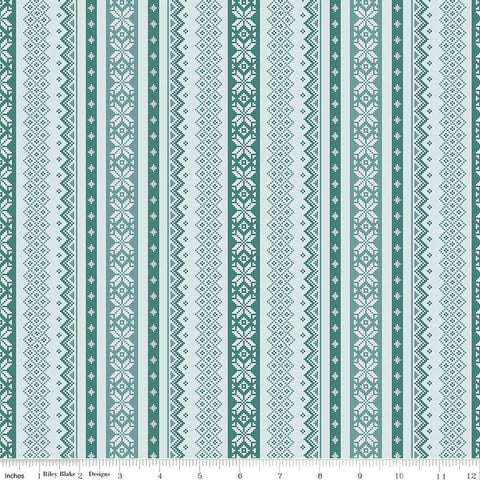 Image of the Ski Hill Sweater Powder quilting cotton fabric by Corinne Wells for Riley Blake Designs. Features a light blue and teal striped sweater pattern on a light blue background.
Cute Little Fabric Shop