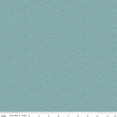 Teal blue quilting cotton fabric. Riley Blake designs Wake at the Lake fabric featuring tone on tone waves. 
Cute Little Fabric Shop