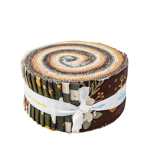 SALE Pumpkin Spice 2.5 Inch Rolie Polie Jelly Roll 40 pieces - Riley Blake - Precut Pre cut Bundle - Halloween - Quilting Cotton Fabric