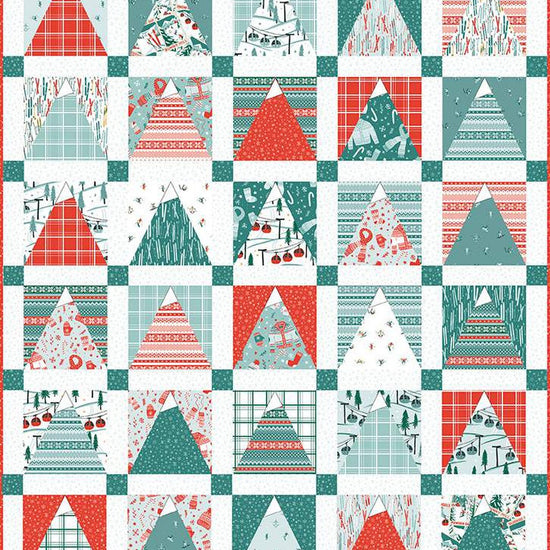Image of the Frannie B. Quilting Co. Peaks Quilt Pattern by Riley Blake Designs. Features snowy mountain peaks bordered by sashing and posts and is 10" stacker friendly.
Cute Little Fabric Shop
