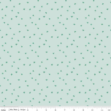 Image of the Chloe Clovers Mist quilting cotton fabric by Rachel Erickson for Riley Blake Designs. Image features tiny scattered clovers on a light blue background.
Cute Little Fabric Shop