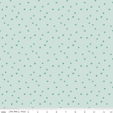 Image of the Chloe Clovers Mist quilting cotton fabric by Rachel Erickson for Riley Blake Designs. Image features tiny scattered clovers on a light blue background.
Cute Little Fabric Shop