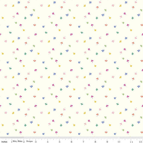 Image of the Chloe Clovers Cream quilting cotton fabric by Rachel Erickson for Riley Blake Designs. Image features tiny scattered clovers on a light cream background.
Cute Little Fabric Shop