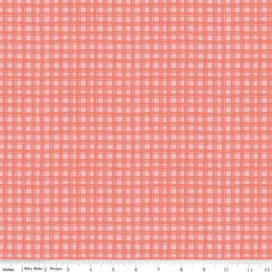 Image of the Chloe Gingham Pink quilting cotton fabric by Rachel Erickson for Riley Blake Designs. Image features a sketched-line plaid pattern on a pink background.
Cute Little Fabric Shop
