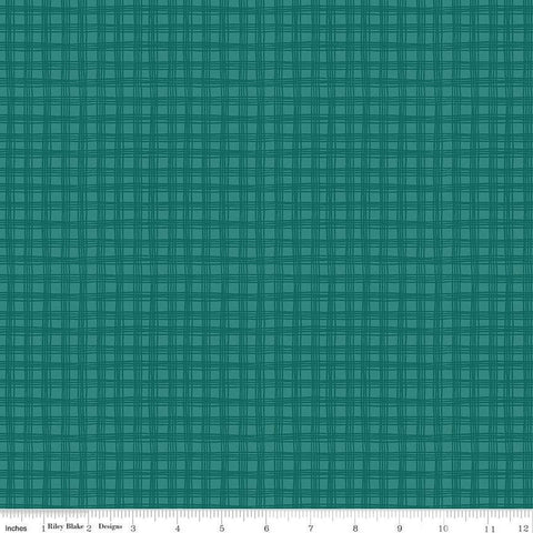 Image of the Chloe Gingham Jade quilting cotton fabric by Rachel Erickson for Riley Blake Designs. Image features a sketched-line plaid pattern on a jade teal background.
Cute Little Fabric Shop