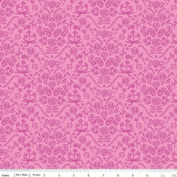 Image of the Chloe Damask Peony quilting cotton fabric by Rachel Erickson for Riley Blake Designs. Image features outlined floral damask designs on a pink background.
Cute Little Fabric Shop