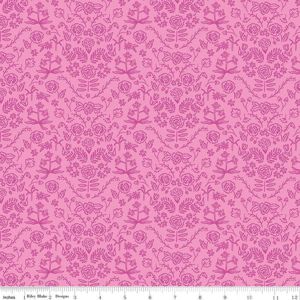 Image of the Chloe Damask Peony quilting cotton fabric by Rachel Erickson for Riley Blake Designs. Image features outlined floral damask designs on a pink background.
Cute Little Fabric Shop