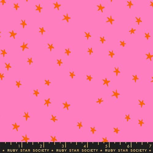 2 Yard 27" End of Bolt - Starry WIDE BACK RS4111 Vivid Pink - Moda Fabrics - 107/108" Wide Stars Multicolor - Quilting Cotton Fabric