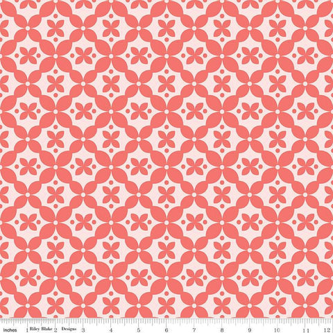 Clover Farm from Riley Blake Designs. Image depicts tiled medallion flowers scattered on a pink background. Quilting cotton fabric. 
Cute Little Fabric Shop