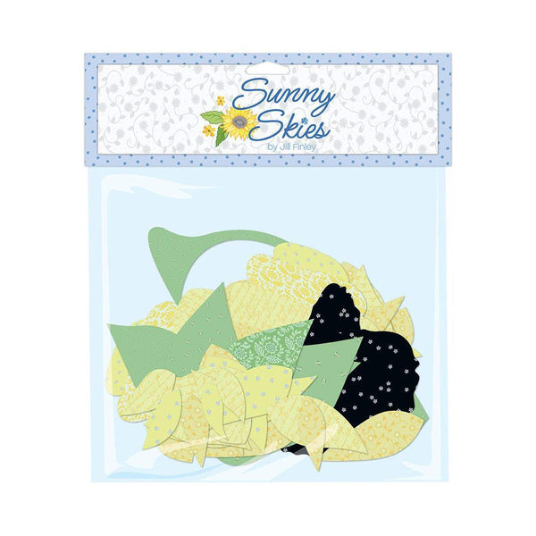 Image of the Sunny Skies Laser Cut Fabric Shapes. The fabric pieces are yellow, green, and black. 
Cute Little Fabric Shop