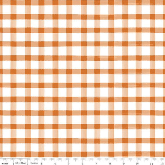 Image of Monthly Placemats 2 Gingham Orange from Riley Blake Designs. Features an orange printed gingham pattern. 
Cute Little Fabric Shop