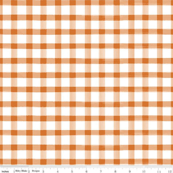 Image of Monthly Placemats 2 Gingham Orange from Riley Blake Designs. Features an orange printed gingham pattern. 
Cute Little Fabric Shop