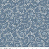 Image of the Serenity Blues Vines Blue quilting cotton fabric by Gerri Robinson for Riley Blake Designs. Features tossed blossoms and vines of leaves on a light blue background. 
Cute Little Fabric Shop