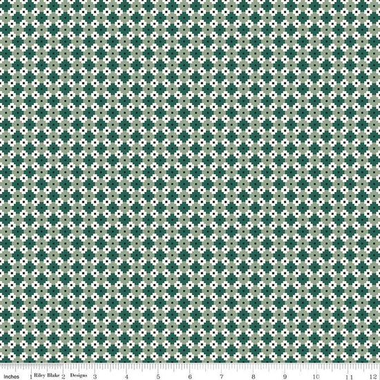 Image of Christmas Is in Town Geo Teal by Riley Blake Designs. Features geometric tiles of dark green, light green, and white.
Cute Little Fabric Shop