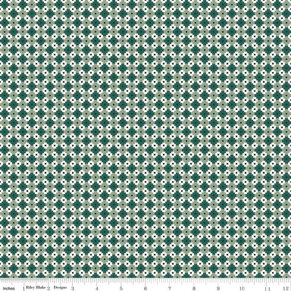 Image of Christmas Is in Town Geo Teal by Riley Blake Designs. Features geometric tiles of dark green, light green, and white.
Cute Little Fabric Shop