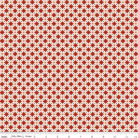 Image of Christmas Is in Town Geo Red by Riley Blake Designs. Features geometric tiles of dark red, light pink, and white.
Cute Little Fabric Shop
