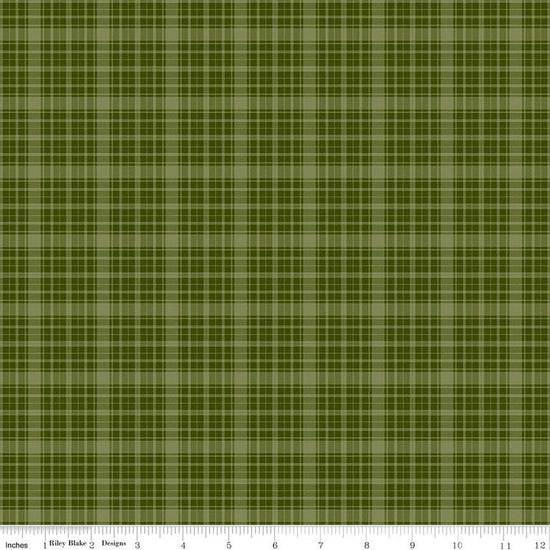Image of Christmas Is in Town Plaid Green by Riley Blake Designs. Features a small plaid pattern with light and dark green. 
Cute Little Fabric Shop