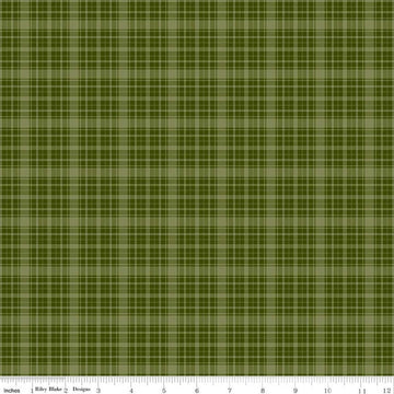 Image of Christmas Is in Town Plaid Green by Riley Blake Designs. Features a small plaid pattern with light and dark green. 
Cute Little Fabric Shop