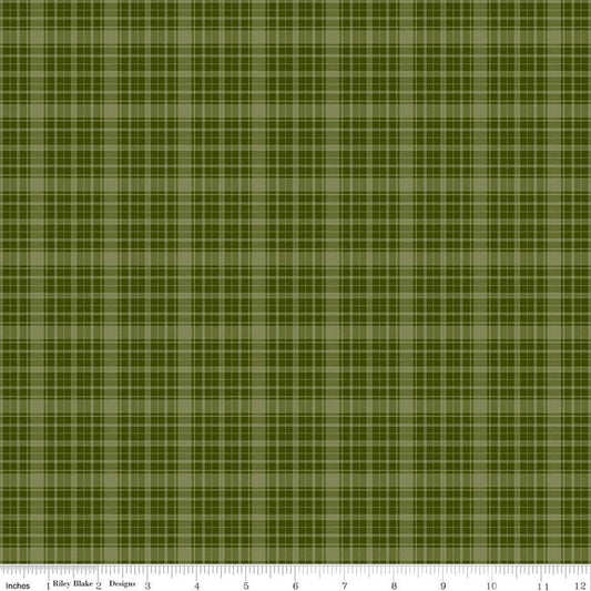 Image of Christmas Is in Town Plaid Green by Riley Blake Designs. Features a small plaid pattern with light and dark green. 
Cute Little Fabric Shop