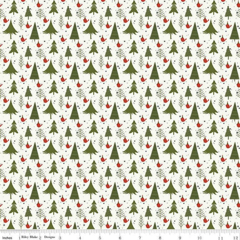 Christmas Is in Town Trees Cream by Riley Blake Designs. Features pine trees and birds on a speckled cream white background.
Cute Little Fabric Shop