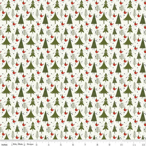 Christmas Is in Town Trees Cream by Riley Blake Designs. Features pine trees and birds on a speckled cream white background.
Cute Little Fabric Shop
