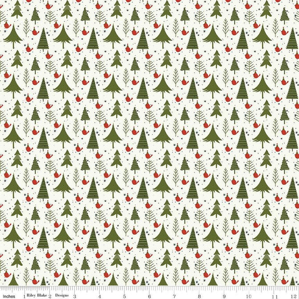 Christmas Is in Town Trees Cream by Riley Blake Designs. Features pine trees and birds on a speckled cream white background.
Cute Little Fabric Shop