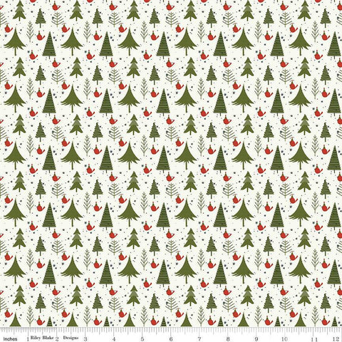 Christmas Is in Town Trees Cream by Riley Blake Designs. Features pine trees and birds on a speckled cream white background.
Cute Little Fabric Shop