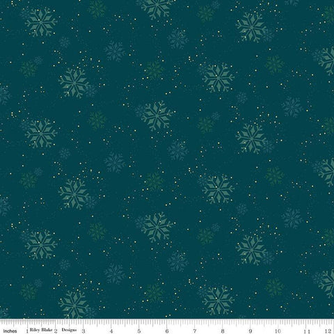 Image of In From the Cold Snowflakes Navy by Riley Blake Designs. Features scattered snowflakes on a dotted navy blue background.
Cute Little Fabric Shop