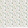 Image of the Magical Winterland Foliage Snow quilting cotton fabric by Riley Blake Designs. Features a quilt design with leaves, berries, sprigs, and stars on a 
white background. 
Cute Little Fabric Shop